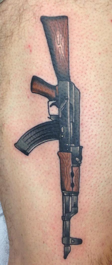 Tattoos - traditional color AK-47 tattoo - 96047